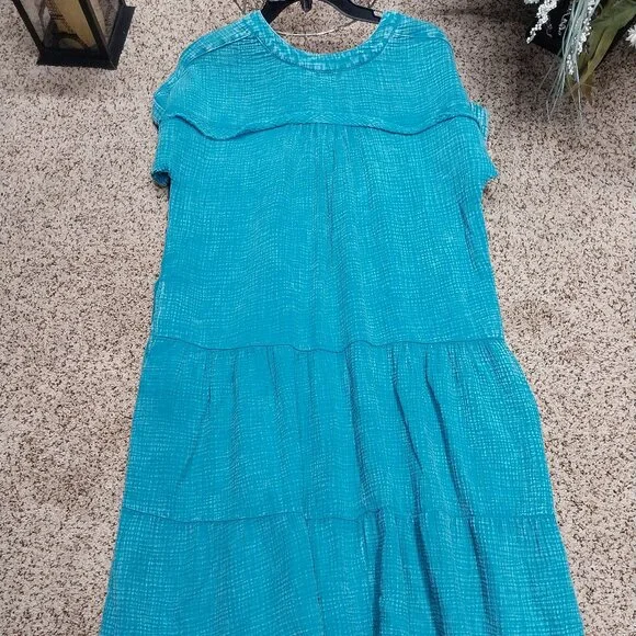 3706 Size S/M Zenana Teal Mineral Washed Thick Gauze Dress. - Picture 5 of 7